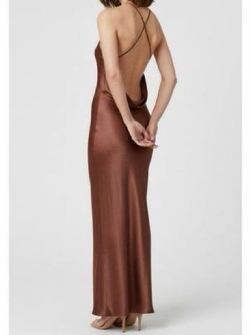 Bec & Bridge Copper-Brown Satin Backless Slip Dress - Picture 3 of 6